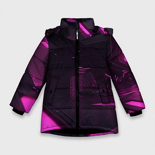 Зимняя куртка для девочки Киберпространство / 3D-Черный – фото 1