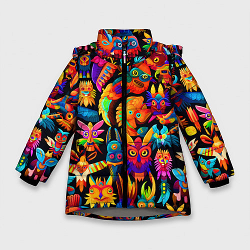 Зимняя куртка для девочки Мифические монстрики / 3D-Светло-серый – фото 1