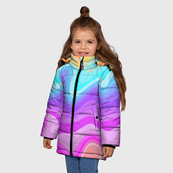 Куртка зимняя для девочки Неоновая разноцветная волна, цвет: 3D-черный — фото 2