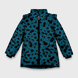 Куртка зимняя для девочки Пятнистый паттерн бирюзовый, цвет: 3D-черный