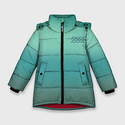 Куртка зимняя для девочки Бирюзовый цвет морской волны, цвет: 3D-красный