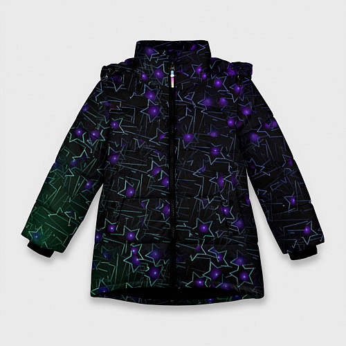 Зимняя куртка для девочки Звездные сети / 3D-Черный – фото 1