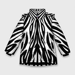Куртка зимняя для девочки Черная абстракция зебра, цвет: 3D-черный