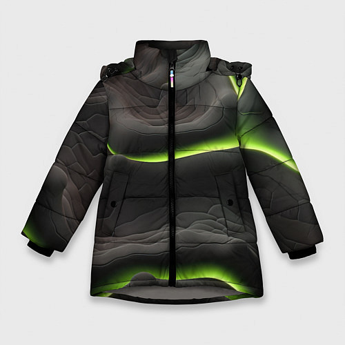 Зимняя куртка для девочки Green black texture / 3D-Светло-серый – фото 1