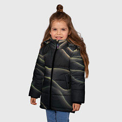 Куртка зимняя для девочки Объемная темная текстура, цвет: 3D-черный — фото 2