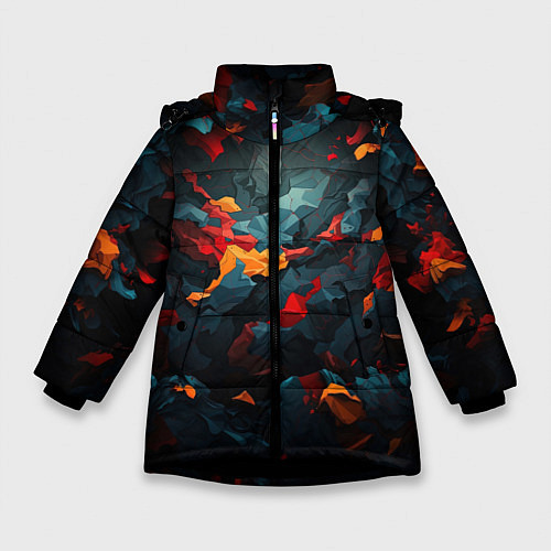 Зимняя куртка для девочки Мрачный камуфляж / 3D-Черный – фото 1