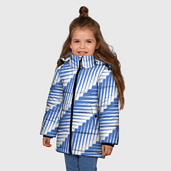 Куртка зимняя для девочки Голубая белая диагональ, цвет: 3D-черный — фото 2