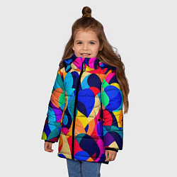 Куртка зимняя для девочки Яркая абстракция паттерн, цвет: 3D-черный — фото 2