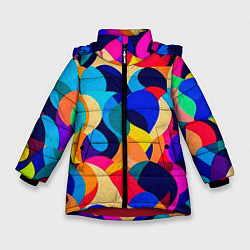 Куртка зимняя для девочки Яркая абстракция паттерн, цвет: 3D-красный