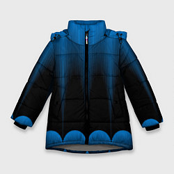 Куртка зимняя для девочки Сине-черный градиент в полоску, цвет: 3D-светло-серый