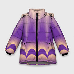 Куртка зимняя для девочки Фиолетовый градиент в полоску, цвет: 3D-светло-серый