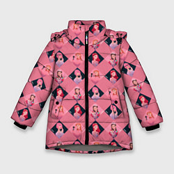 Куртка зимняя для девочки Розовая клеточка black pink, цвет: 3D-светло-серый