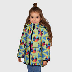 Куртка зимняя для девочки Круг и треугольник, цвет: 3D-красный — фото 2