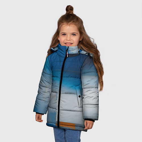 Зимняя куртка для девочки Синяя палитра / 3D-Светло-серый – фото 3