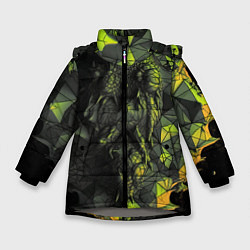 Куртка зимняя для девочки Зеленая абстрактная текстура, цвет: 3D-светло-серый