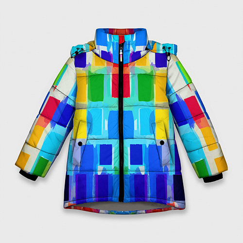 Зимняя куртка для девочки Colorful strips - pop art - vogue / 3D-Светло-серый – фото 1