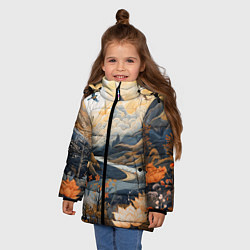 Куртка зимняя для девочки Солнечное утро в цветущих горах, цвет: 3D-красный — фото 2