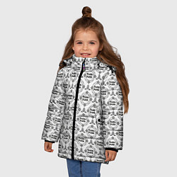 Куртка зимняя для девочки Мур мур надпись и логотип, цвет: 3D-черный — фото 2