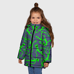 Куртка зимняя для девочки Инопланетяне паттерн, цвет: 3D-светло-серый — фото 2