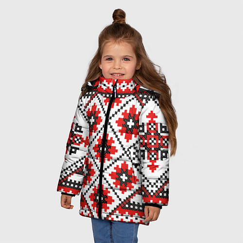 Зимняя куртка для девочки Удмурт мода / 3D-Красный – фото 3