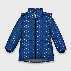 Куртка зимняя для девочки Синий в белый горошек, цвет: 3D-светло-серый