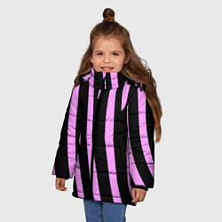 Куртка зимняя для девочки Полосы розовой зебры, цвет: 3D-черный — фото 2
