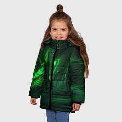 Куртка зимняя для девочки Зеленые разводы, цвет: 3D-светло-серый — фото 2
