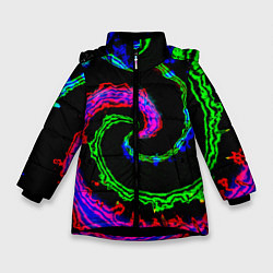 Куртка зимняя для девочки Тай-дай электро, цвет: 3D-черный