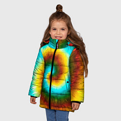 Куртка зимняя для девочки Тай-дай коричневый, цвет: 3D-светло-серый — фото 2