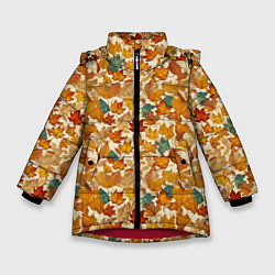 Зимняя куртка для девочки Осенние листья узор