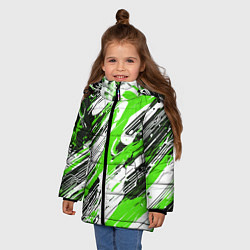 Куртка зимняя для девочки Спонтанные брызги зелёные, цвет: 3D-черный — фото 2