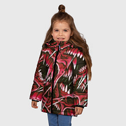 Куртка зимняя для девочки Красные клыки, цвет: 3D-красный — фото 2
