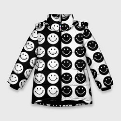 Зимняя куртка для девочки Smiley black and white