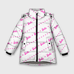 Зимняя куртка для девочки Барби паттерн - логотип и сердечки