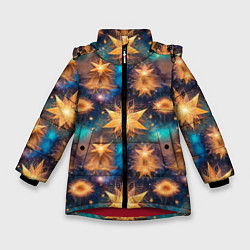 Куртка зимняя для девочки Фантастические звезды узор, цвет: 3D-красный