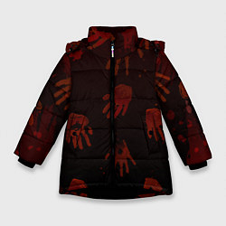 Куртка зимняя для девочки Кровавые ладони, цвет: 3D-черный