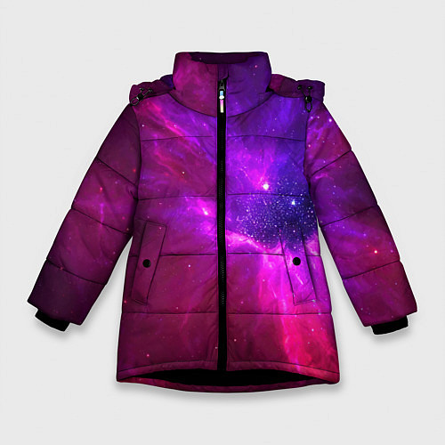 Зимняя куртка для девочки Бескрайнее космическое пространство - галактика / 3D-Черный – фото 1