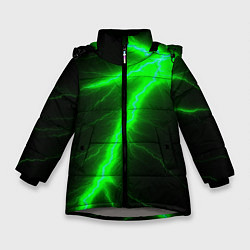 Куртка зимняя для девочки Зеленый разряд молнии, цвет: 3D-светло-серый