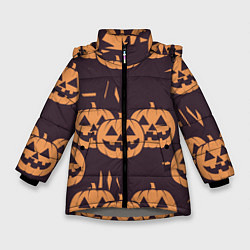 Зимняя куртка для девочки Фонарь джек в грандж стиле halloween тыква cartoon