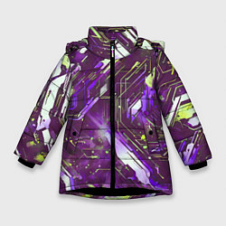 Зимняя куртка для девочки Космические кибер схемы фиолетовые