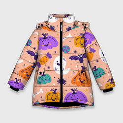 Зимняя куртка для девочки Halloween - pumpkins and ghosts