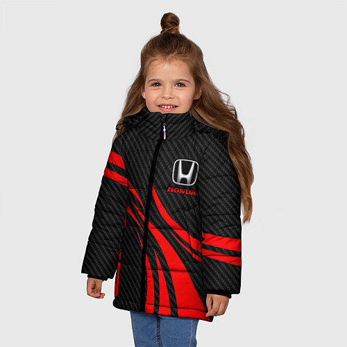Зимняя куртка для девочки Honda CR-V - красный и карбон / 3D-Красный – фото 3
