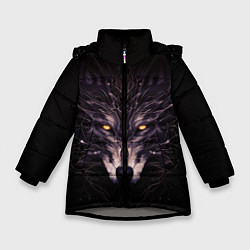 Куртка зимняя для девочки Волк в кромешной темноте, цвет: 3D-светло-серый