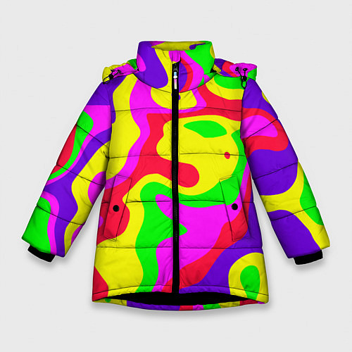 Зимняя куртка для девочки Абстракция пять цветов / 3D-Черный – фото 1