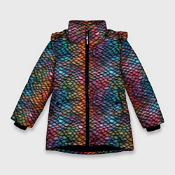 Зимняя куртка для девочки Разноцветная чешуя дракона