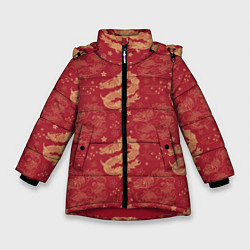 Куртка зимняя для девочки The chinese dragon pattern, цвет: 3D-красный
