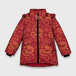 Куртка зимняя для девочки Dragon red pattern, цвет: 3D-красный
