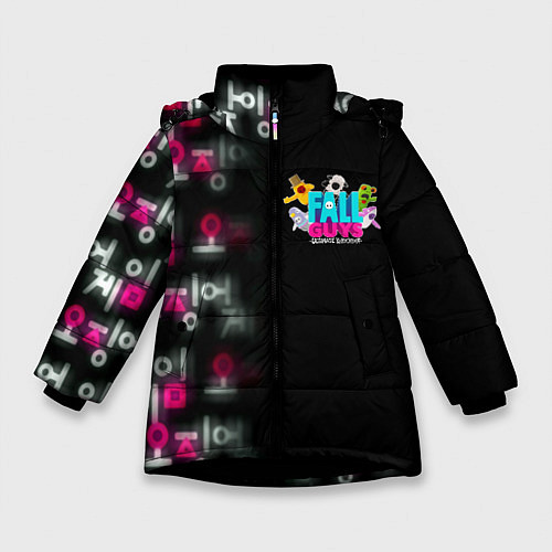 Зимняя куртка для девочки Игра в кальмара x Fall Guys / 3D-Черный – фото 1