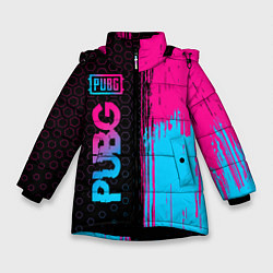 Куртка зимняя для девочки PUBG - neon gradient: по-вертикали, цвет: 3D-черный