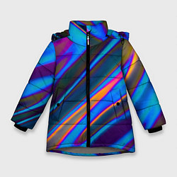 Куртка зимняя для девочки Глитч галограмма радужная, цвет: 3D-светло-серый